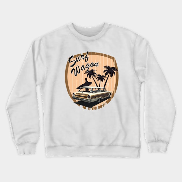 Surf Wagon Crewneck Sweatshirt by hotroddude